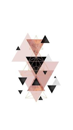 an abstract pink and black design with triangles on it's side, in the middle of