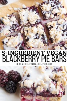 blackberry pie bars with white chocolate drizzled on top and blackberries in the middle