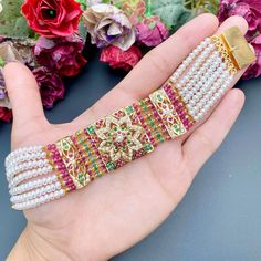 traditional indian pakistani jadau bracelet Elegant Multicolor Beaded Bracelets For Festive Occasions, Temple Jewelry Style Jeweled Bracelets As Gift, Gift Jeweled Bracelets In Temple Jewelry Style, Jeweled Temple Jewelry Bracelets As A Gift, Gift Temple Jewelry Jeweled Bracelets, Gold Gemstone Beaded Bracelets For Wedding, Gold Beaded Gemstone Bracelets For Wedding, Elegant Ruby Bracelets For Festivals, Elegant Jeweled Beaded Bracelets For Gift