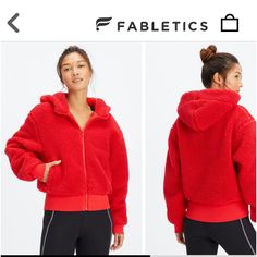 Red Size L Teddy Jacket By Fabletics Cheap Pink Fleece-lined Outerwear, Cheap Pink Outerwear With Fleece Lining, Teddy Jacket, Jackets For Women, Jackets & Coats, Blazer, Outfit Inspo, Best Deals, Plus Fashion