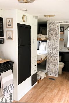 the kitchen is clean and ready to be used as a guest room in a home