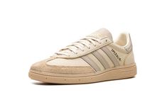 Handball Spezial WMNS IE3699 Beige Leather Sole Sneakers With Closed Toe, Beige Sneakers With Leather Sole, Beige Closed Toe Sneakers With Leather Sole, Beige Closed Toe Leather Sneakers, Beige Closed Toe Sneakers With Rubber Sole, Beige Sneakers With Leather Sole For Streetwear, Sporty Beige Closed Toe Sneakers, Cream Sneakers With Leather Sole For Streetwear, Cream Sneakers With Rubber Sole