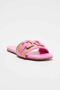 Available In Pink. Flat Sandals Raffia Strap Hardware Detail Square Toe Flat Heel Imported | Sweet But Don't Play Sandals in Pink size 8 by Fashion Nova Pink Flat Sandals, Pink Fashion, Flat Sandals, Clothes For Sale, Fashion Nova, Shoes Sandals, Active Wear, Summer Outfits, Size 7