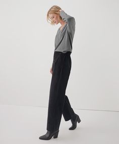 Women's Black Modern Corduroy Wide Leg Pant 2XL. Super soft organic women's Modern Corduroy Wide Leg Pant from Wear PACT. Fair Trade Factory. GOTS Certified Organic Cotton Corduroy Pants For Fall Workwear, Fall Corduroy Workwear Pants, Corduroy Bottoms For Winter Workwear, Black Corduroy Bottoms For Fall, Fall Workwear Corduroy Bottoms, Corduroy Bottoms For Fall Workwear, Versatile Black Go-dry Pants, Black Wide Leg Corduroy Pants, Black Relaxed Fit Corduroy Pants