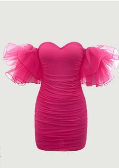 Bodycon Dress Homecoming, Elegant Mini Dress, Party Mode, Mesh Bodycon Dress, Ruffle Sleeve Dress, Different Dresses, Pink Ruffle, Barbie Dress, Amazon Finds