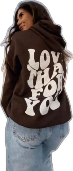 Hooded Brown Tops With Letter Print, Brown Hooded Tops With Letter Print, Brown Hooded Top With Letter Print, Brown Letter Print Hooded Top, Trendy Brown Hoodie, Trendy Brown Crew Neck Hoodie, Daly City, Womens Hoodie, Hoodies Womens