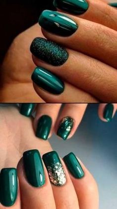 christmas nail art Hunter Green Nails, Xmas Nail Art, Wine Nails, Winter Nail Art, Xmas Nails, Elegant Nails, Nails On Fleek, Chic Nails, Green Nails