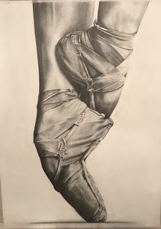 a pencil drawing of a ballerina's feet