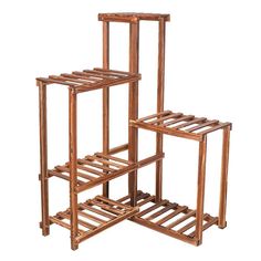 three wooden shelves stacked on top of each other