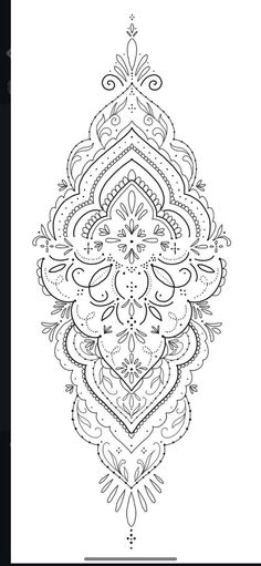 a black and white drawing of an ornate design