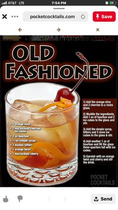 an old fashioned cocktail is shown on the app store's facebook page, and it appears to be for sale