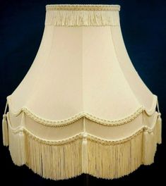 a lamp shade with fringe trim on it