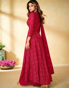 Heavy Salwar Suit, Quater Sleeve, Sharara Style, Red Sharara, Sequins Lehenga, Georgette Palazzo, Indian Dresses Online, Designer Anarkali Suits, Palazzo Style