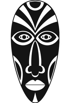 an african mask with eyes and nose in black and white colors on a white background