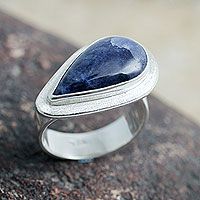 Sodalite cocktail ring, 'Gift of Life' Rock Rings, Blue Sodalite, Sterling Silver Engagement Rings, Statement Ring Silver, Sell Gold