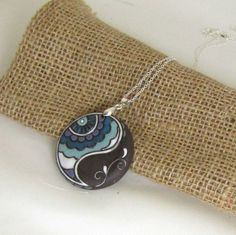 Grey, Aqua & White Artisan Bead Pendant Necklace Bohemian Gray Round Bead Necklace, Gray Bohemian Necklace With Round Beads, Handmade Gray Round Jewelry, Gray Beaded Necklace As Gift, Gray Beaded Necklace For Gift, Handmade Spiritual Gray Necklaces, Gray Pendant Necklace Gift, Gray Pendant Jewelry For Gifts, Gray Pendant Jewelry As A Gift