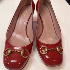 Gucci Red Patent Leather Kitten Heels Size 38.5 Red Kitten Heels, Shoes Gucci, Gucci Shoes, Kitten Heel, Shoes Women Heels, Patent Leather, Kitten Heels, Shoes Heels, Gucci