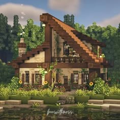 IDE Rumah Minecraft Minecraft Cartographer House, Casas Mine, Minecraft Base Ideas, Chalet Minecraft, Minecraft Base, Construction Minecraft