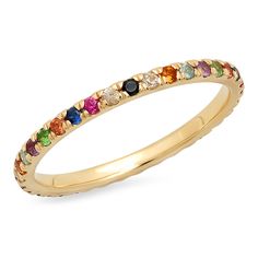 This Multicolored Eternity Band is available in 14K Yellow Gold with alternating gemstones. This ring is perfect for everyday wear and looks amazing stacked! *P Gemstone Stacking Ring, Band Ideas, Jewelry Wishlist, Yellow Diamonds Engagement, Flower Engagement Ring, Half Eternity Band, Eternity Band Ring, Stacked Jewelry, Garnet Gemstone