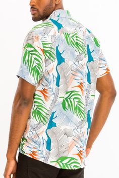 Digital Print Hawaiian Shirt Single Chest Pocket Collared Regular Fit Model Is 5'11 wearing a Size Large 55% Cotton 45% Polyester Hawaiian Print Shirts, Mens Lightweight Jacket, Hawaiian Shorts, Southern Shirts, Tropical Style, Denim Gift, Hawaiian Print, Denim Jacket Men, Shirt Sale