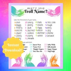 what's your troll name? instant printable