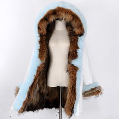 Fox Fur Parka "Pristine"-Fur parka-Pisani Maura-white bluenature C-S-Pisani Maura Coat With Fur, Fur Parka, Fur Coats Women, Fur Coats, Real Fur, Fox Fur, Coat Fashion, Winter Scarf, Winter Coat