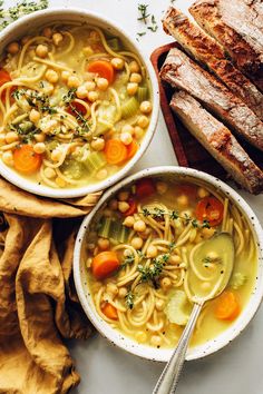 vegan and gluten - free chickpea noodle soup