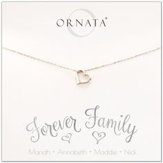 “Forever Family” Sterling Silver Necklace on Personalized Jewelry Card Silver Earrings Outfit, Adoption Jewelry, Dogeared Jewelry, Hammered Silver Jewelry, Sterling Silver Heart Necklace, Cleaning Silver Jewelry, Silver Jewellery Indian, Silver Jewelry Necklace, Silver Heart Necklace