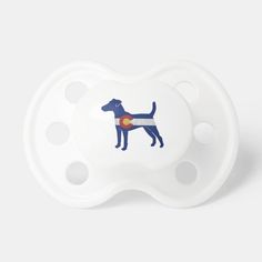 a blue dog with the colorado flag on it's back side pacifiers