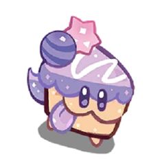 an image of a cupcake with frosting on it's face and stars