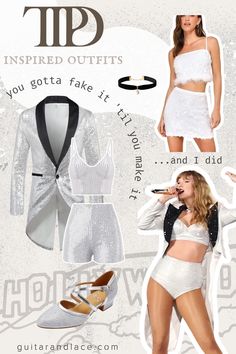 Taylor Swift's I can do it with a broken heart white sparkly outfit for the Eras Tour I Can Do It With A Broken Outfit, Taylor Swift Concert Outfit White Boots, White Taylor Swift Outfit, Taylor 1989 Eras Tour Outfit