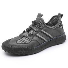 Lasaky - Breathable Mesh Athletic Casual Shoes for Outdoor Activities with Anti-Slip Function, suitable for Hiking Outdoor Activities, Casual Shoes, Genuine Leather, Hiking, Mesh, Grey