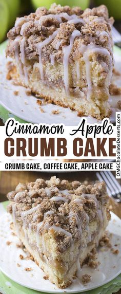 cinnamon apple crumb cake on a plate