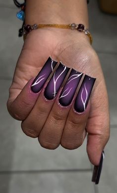 Stilleto Nails Designs, Purple Acrylic Nails, Graduation Nails, Black Acrylic Nails, Airbrush Nails, French Tip Acrylic Nails