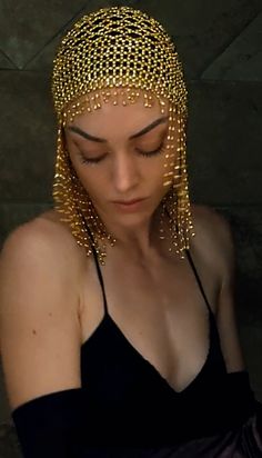 Give all the moody Flapper girl vibes with this 1920's inspired head piece!

Perfect for a Cleopatra moment, this divine piece is fit for a queen... really! Its flexible design allows for supreme comfort and a range of sizes.

Like new condition. Flapper Girl, Head Piece, Flexible Design, Bead Caps, Gold Beads, Headpiece, Vintage Collection, Queen, Range