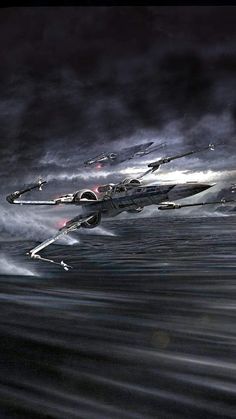 an artist's rendering of some sci - fi ships flying in the air