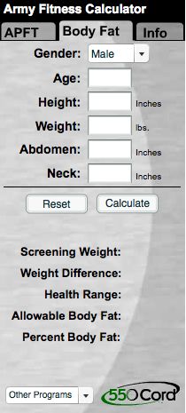 This APFT Calculator is provided by 550cord.com and will allow you to input the data from the DA Form 705 (Army Physical Fitness Test Scorecard) and obtain the results for the APFT. The APFT Calculator will also show a bar graph displaying the results. Army Fitness, Army Workout, Fitness Test, Bar Graph, Army Strong, Bar Graphs, Military Life, Running Tips, A Bar