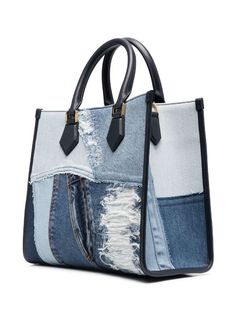 Dolce & Gabbana Bolsa Tote Jeans Com Patchwork - Farfetch Aqua Bag, Leather Wallet Pattern, Patchwork Denim, Denim Tote Bags, Denim Tote, Patchwork Jeans, Boho Bags