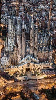 an aerial view of the cathedral in barcelona, spain