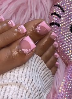 Pink Toe Nails, Sanrio Aesthetic, Pretty Toe Nails, Colored Acrylic Nails, Girly Acrylic Nails