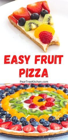 the easy fruit pizza is ready to be eaten