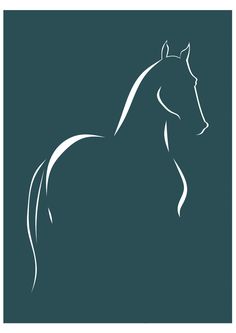 a horse that is standing up in the dark blue background with white outline on it