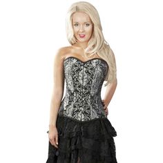 Versa Silver Brocade Overbust Corset Brocade Corset, Silver King, Wedding Corset, Corset Outfit, Gothic Romance