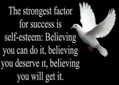 a white dove flying in the air with a quote on it that says, the strongest factor for success is self - system believing