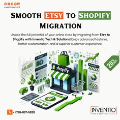 an advertisement for a shopify store with the words, smooth etsy to shopify