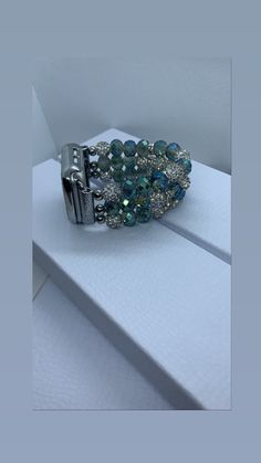 Beaded Apple Watch Band- Stretchy Beaded Apple Watch Band Green & Silver Beaded Apple Watch Band- Gift for her. Watch face not included. Apple Watch 1, Apple Watch Faces, Watch Faces, Beautiful Watches, Blue Rhinestones, Apple Watch Band, Beautiful Packaging, Apple Watch Bands, Watch Band