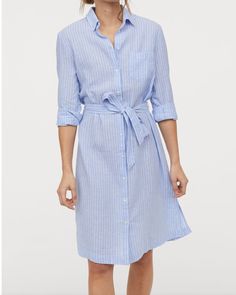 White Shirt Dress Outfit, Shirtdress Outfit, Business Professional Outfits, Marine Uniform, Dress H&m, Blue Shirt Dress