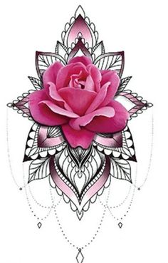 a drawing of a pink rose on a white background