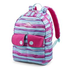 Adorable has never been so durable with this High Sierra Chiqui backpack. Adorable has never been so durable with this High Sierra Chiqui backpack. BACKPACK FEATURES 360 degree reflectivity Main compartment with tablet sleeve + accessory pocket Dedicated storage for tech and trinkets traps and back panel with airmesh + foam Dual water bottle pocketsBACKPACK DETAILS 14.8"H x 10.6"W x 5.7"D Weight: .71 lbs. Weight capacity: 20 lbs. Zipper closure Model no. 130364 Manufacturer's lifetime limited wa High Sierra Backpack, Watercolor Stripes, Kids School Backpack, Backpack Reviews, Tablet Sleeve, Backpack Travel Bag, Kids Backpacks, Travel Backpack, Travel Accessories