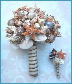 a bouquet made out of shells and seashells